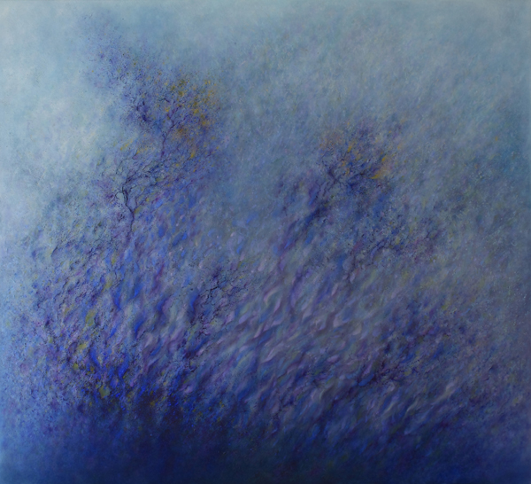 Winter Falling Over Gold Dust Wattles - painted by Alan Moloney - 108cm x 120cm . Oil on Canvas